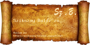 Szikszay Balázs névjegykártya